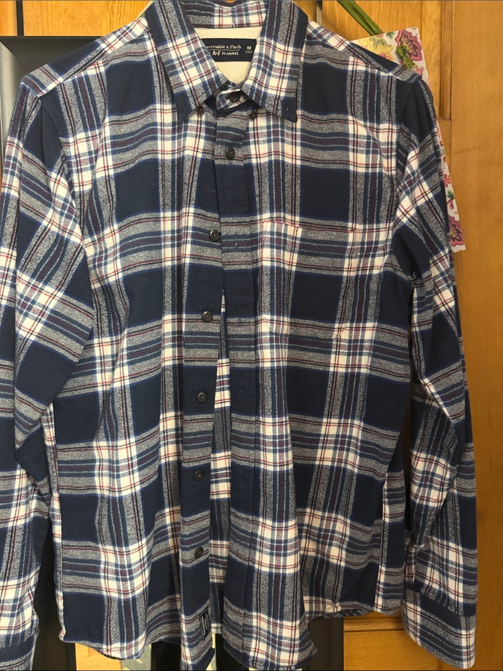 Abercrombie & Fitch Navy, White & Red Plaid Button-Down Shirt